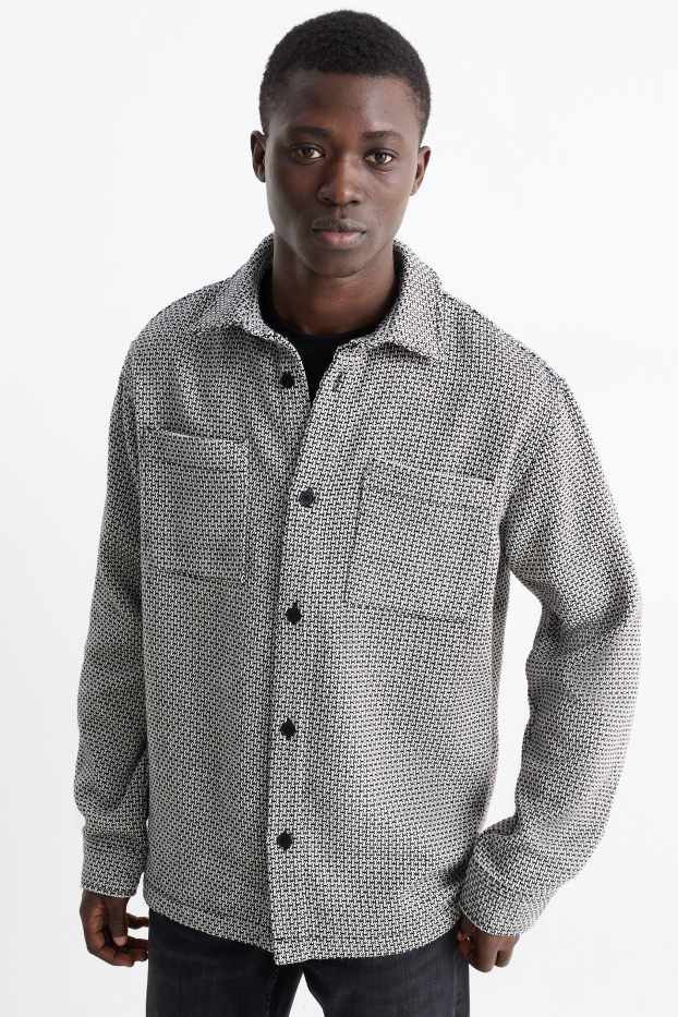 Uomo - Camicia - relaxed fit - collo all'italiana - fantasia - nero melange