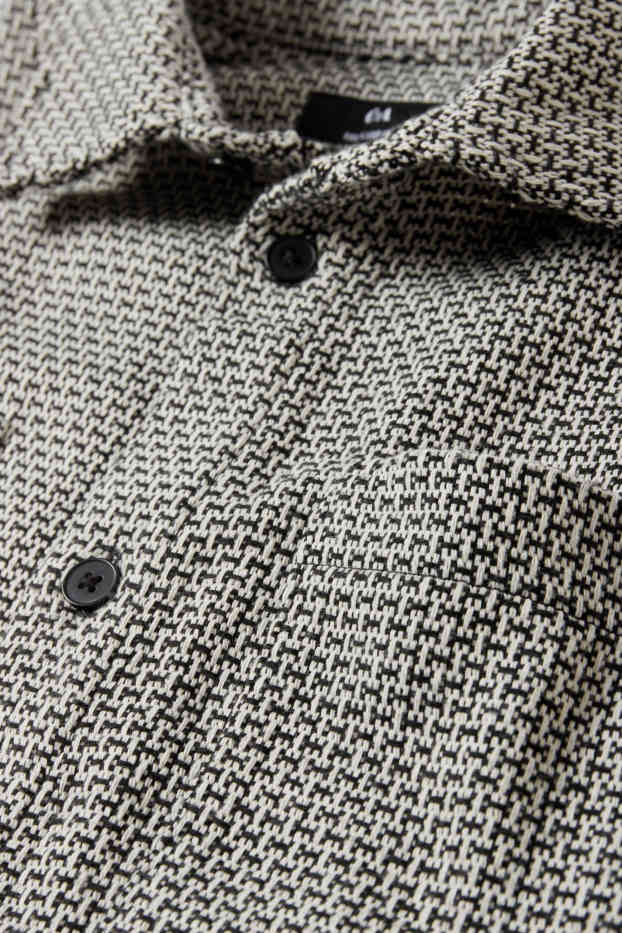 Uomo - Camicia - relaxed fit - collo all'italiana - fantasia - nero melange