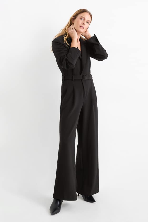 Women - Jumpsuit with belt - black