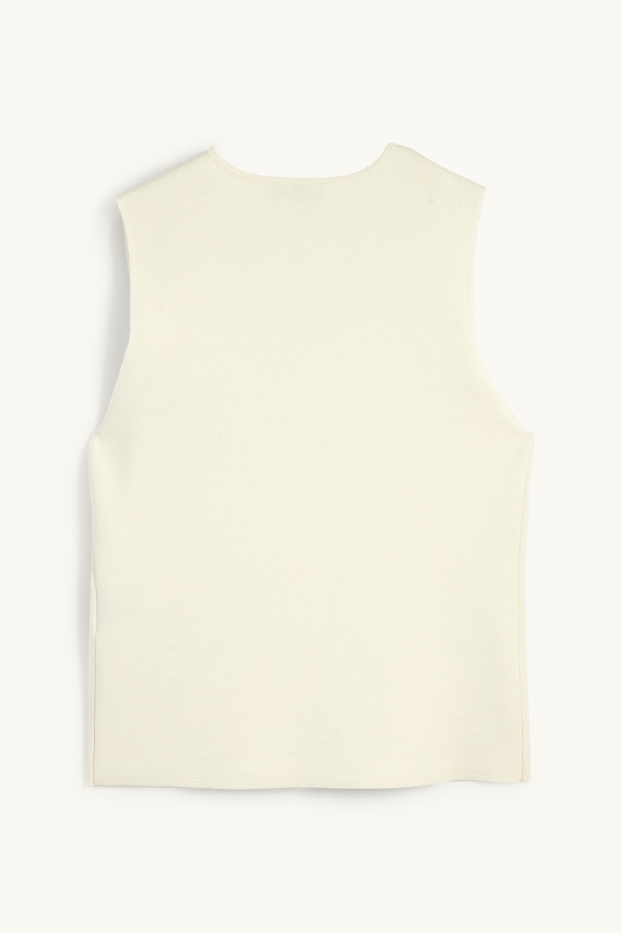 Femei - Vestă din tricot - alb-crem