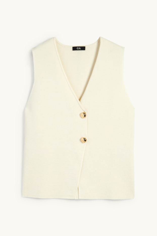 Femei - Vestă din tricot - alb-crem