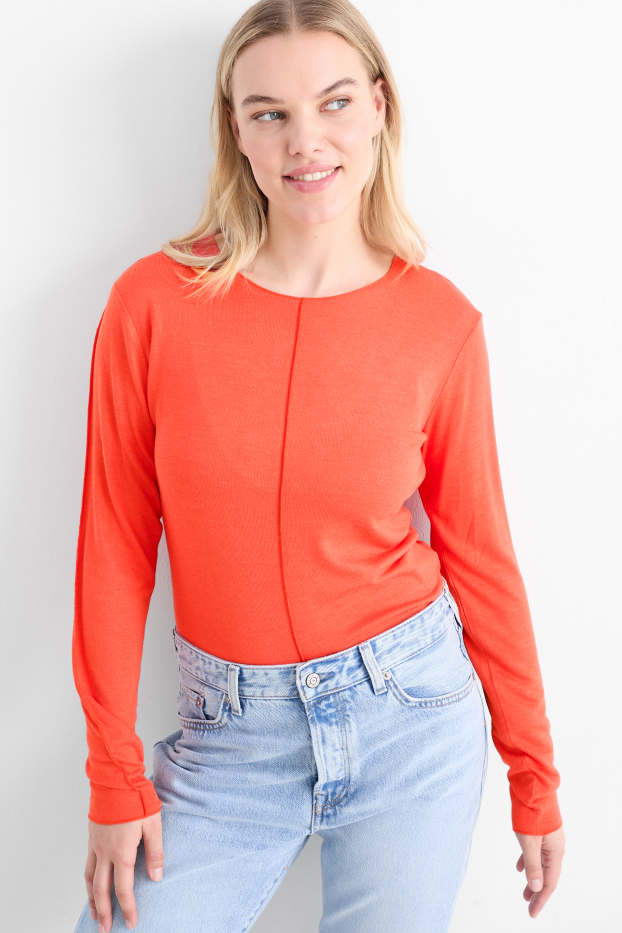 Mujer - Camiseta de manga larga - naranja oscuro