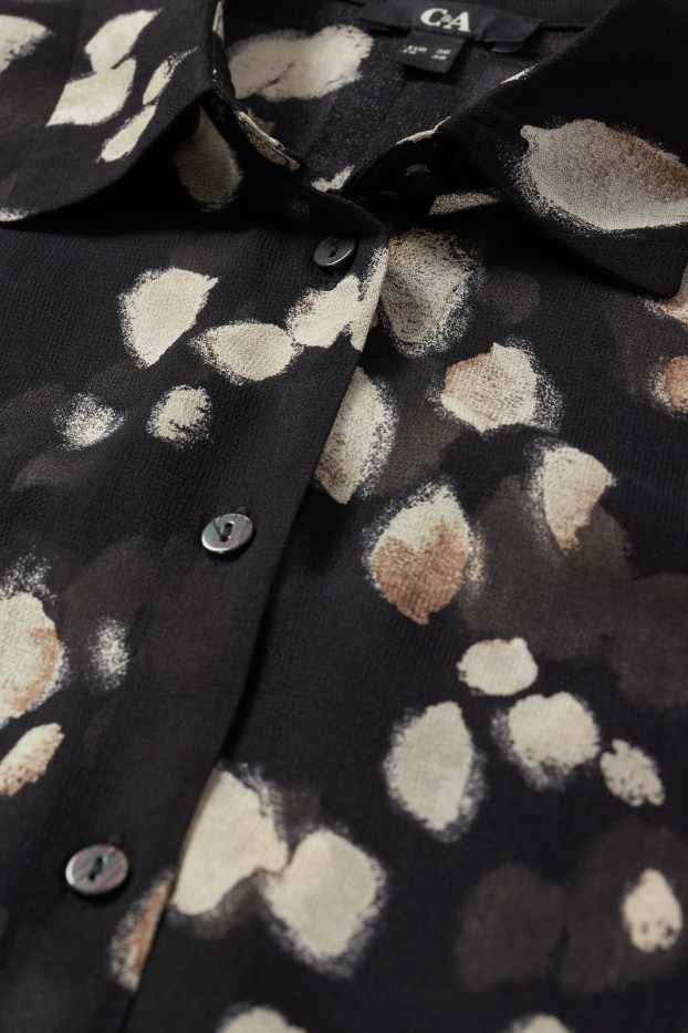 Damen - Blusenkleid - gepunktet - schwarz