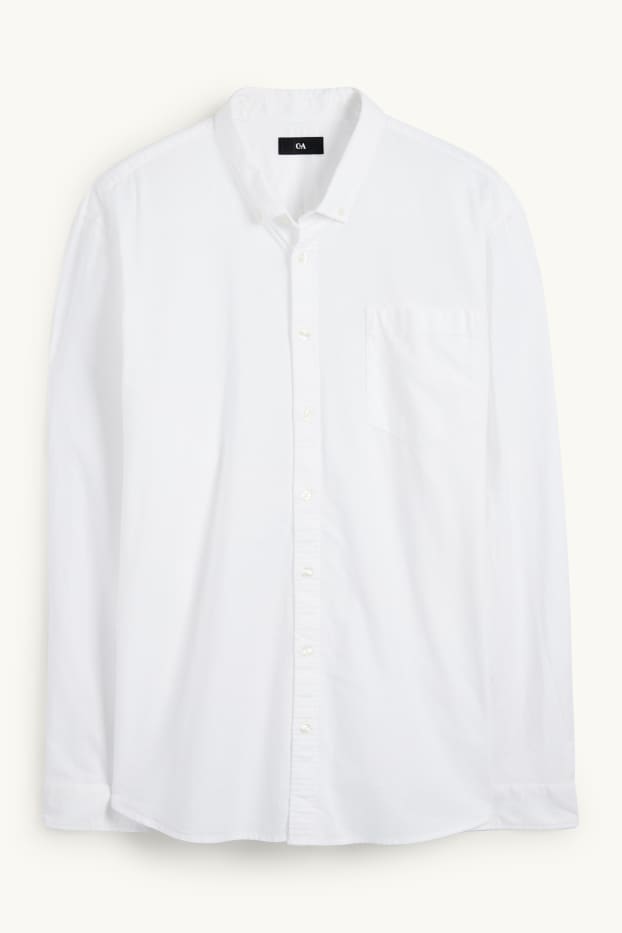 Bărbați - Cămașă - regular fit - guler cu nasturi - alb