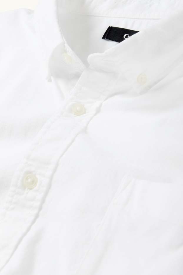 Bărbați - Cămașă - regular fit - guler cu nasturi - alb