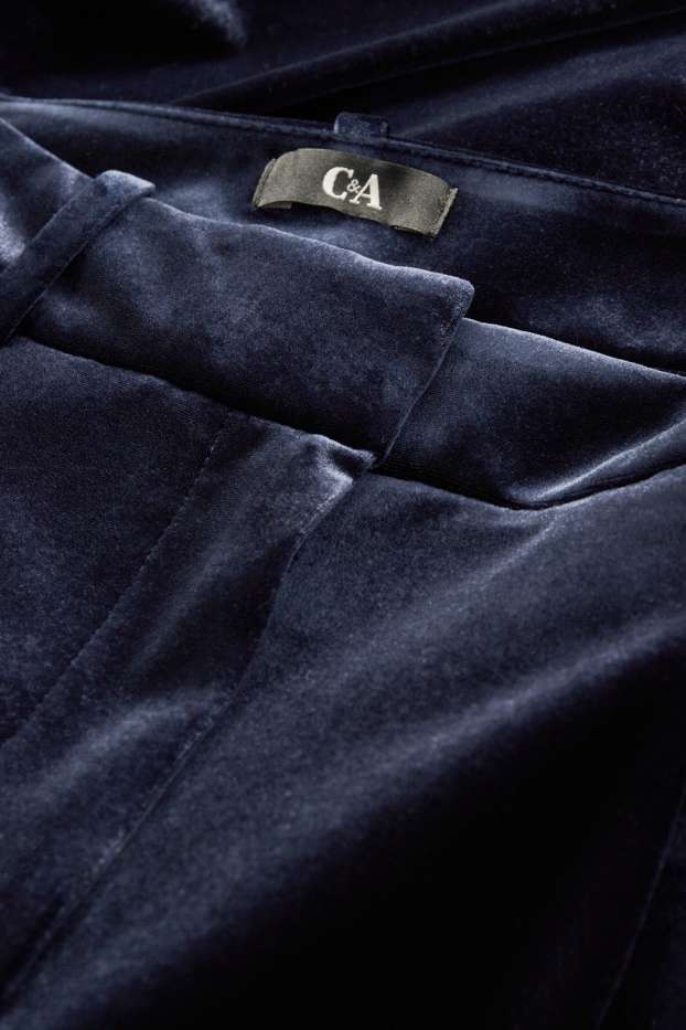 Women - Velvet business trousers - high waist - wide leg - dark blue