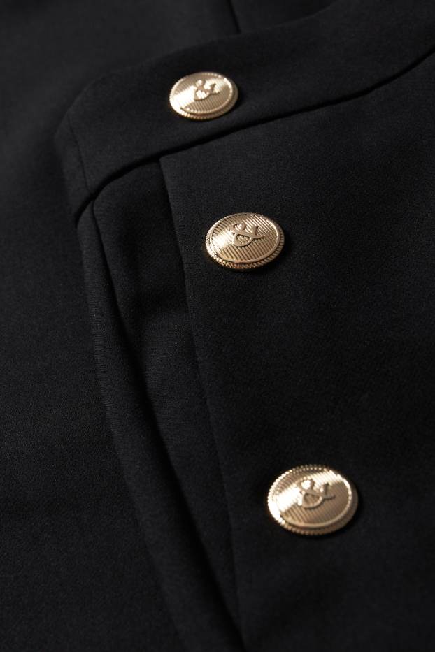 Dámské - Plátěné kalhoty - high waist - tapered fit - černá