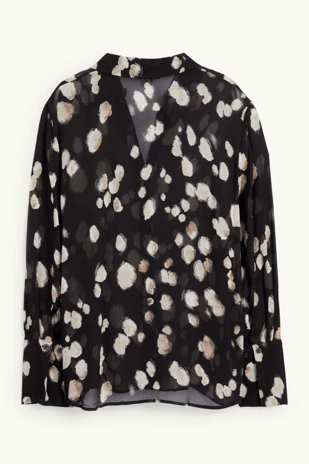 Damen - Bluse - gepunktet - schwarz
