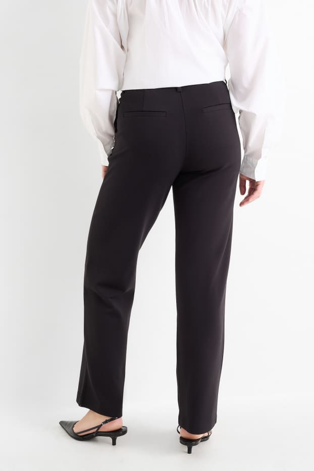 Femei - Pantaloni din jerseu cu ștrasuri - talie înaltă - straight fit - negru