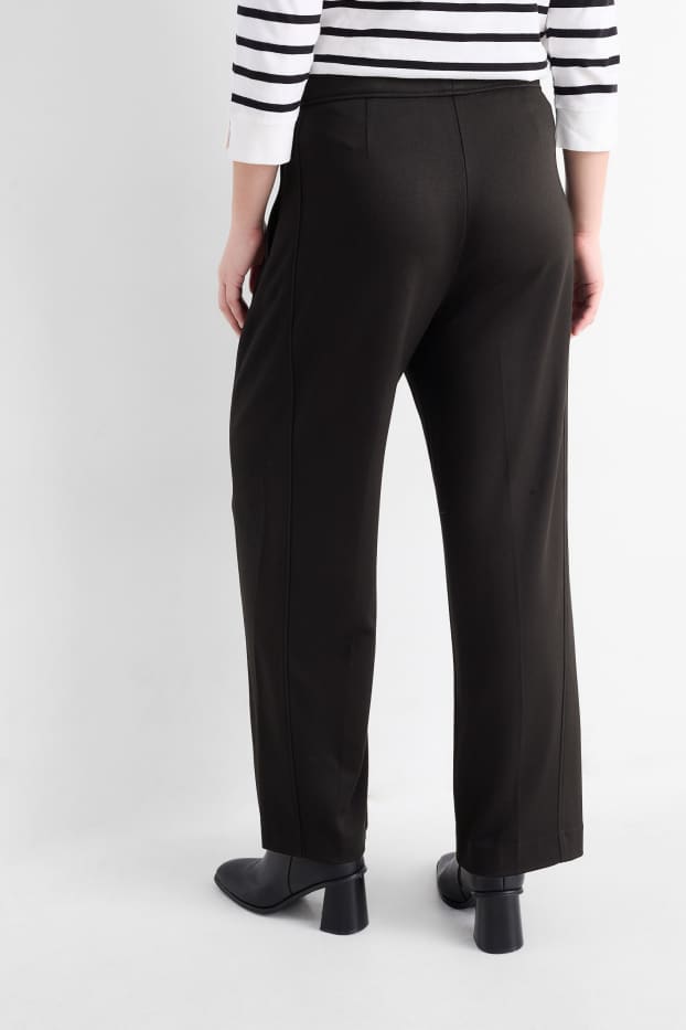 Dames - Pantalon - mid waist - wide leg - zwart