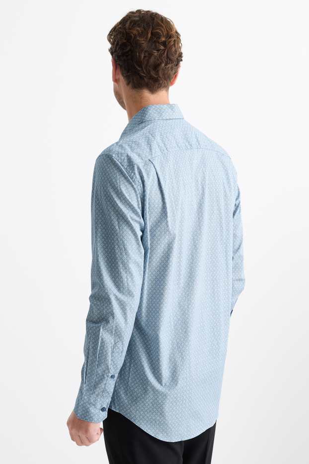 Herren - Businesshemd - Regular Fit - Kent - bügelleicht - gemustert - blau