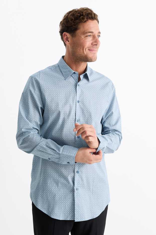 Herren - Businesshemd - Regular Fit - Kent - bügelleicht - gemustert - blau