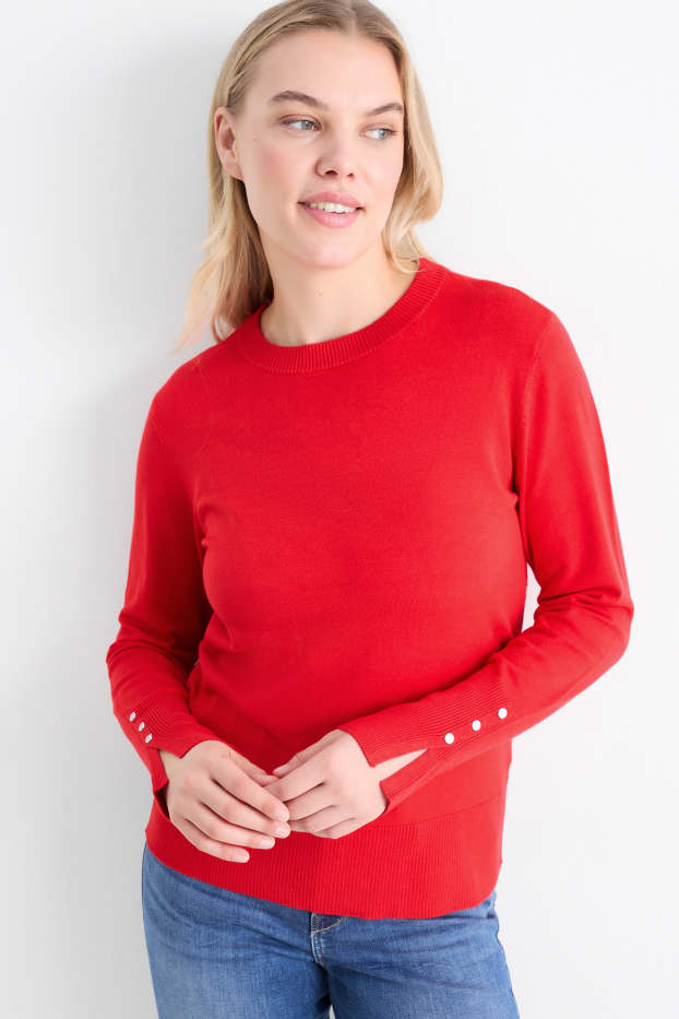 Women - Fine knit jumper - red