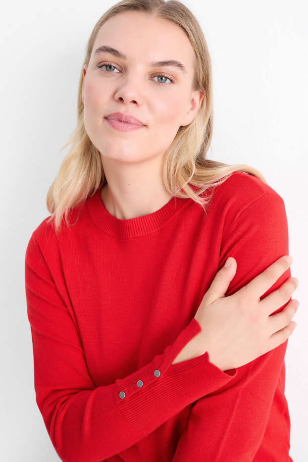 Women - Fine knit jumper - red