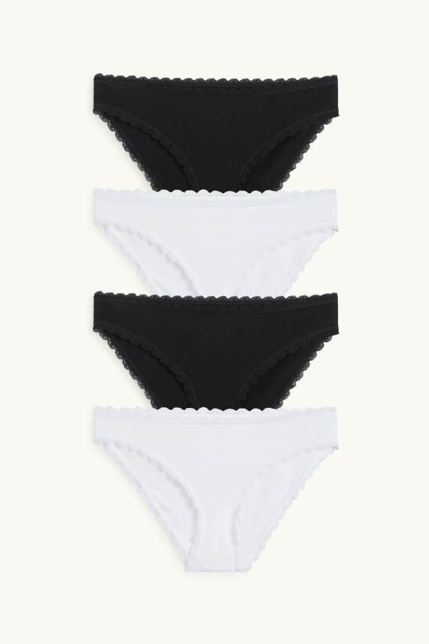 Donna - Confezione da 4 - slip - nero / bianco