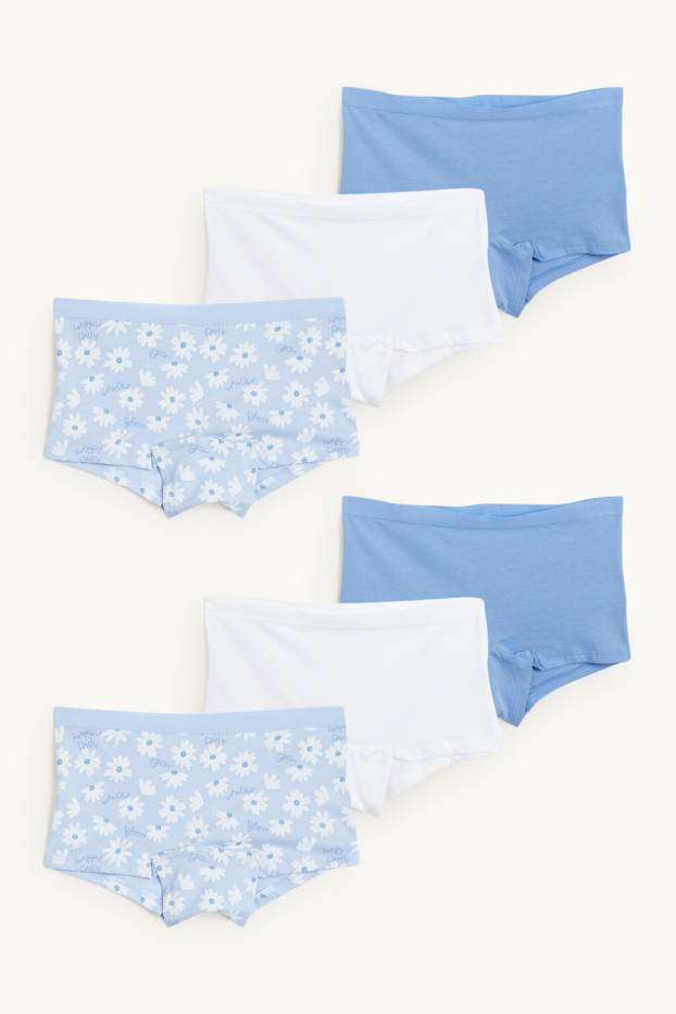 Kinder Mädchen - Multipack 6er - Blume - Boxershorts - hellblau