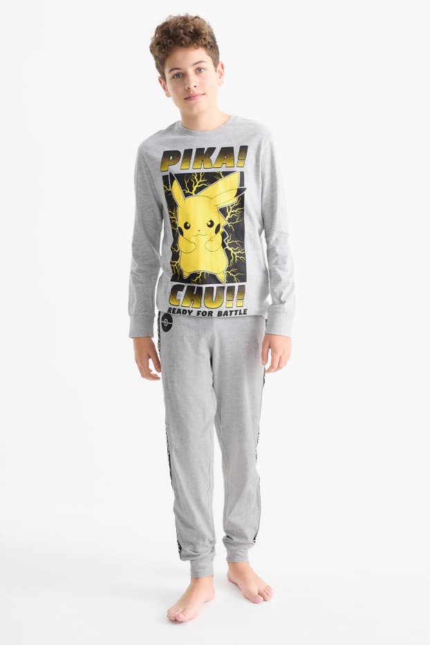 Kinderen: jongens - Set van 2 - Pokémon - pyjama - 4-delig - licht grijs-mix