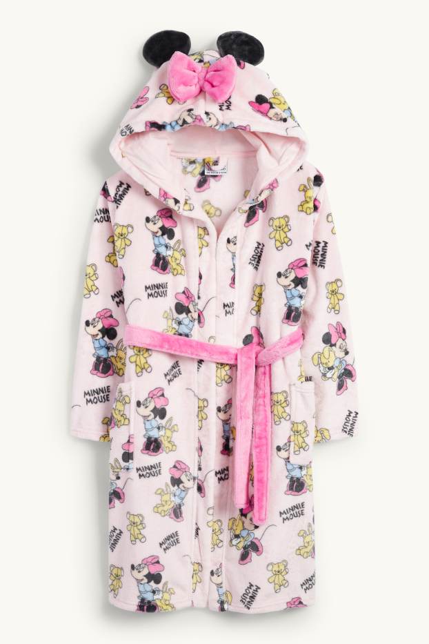 Kinder Mädchen - Minnie Maus - Bademantel mit Kapuze - rosa