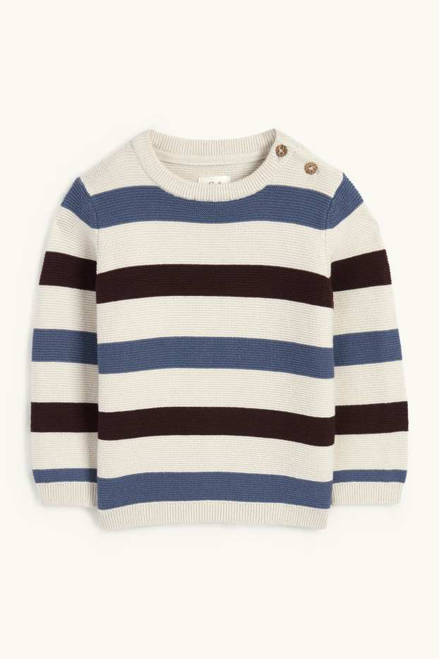 Baby Jungen - Baby-Pullover - gestreift - beige
