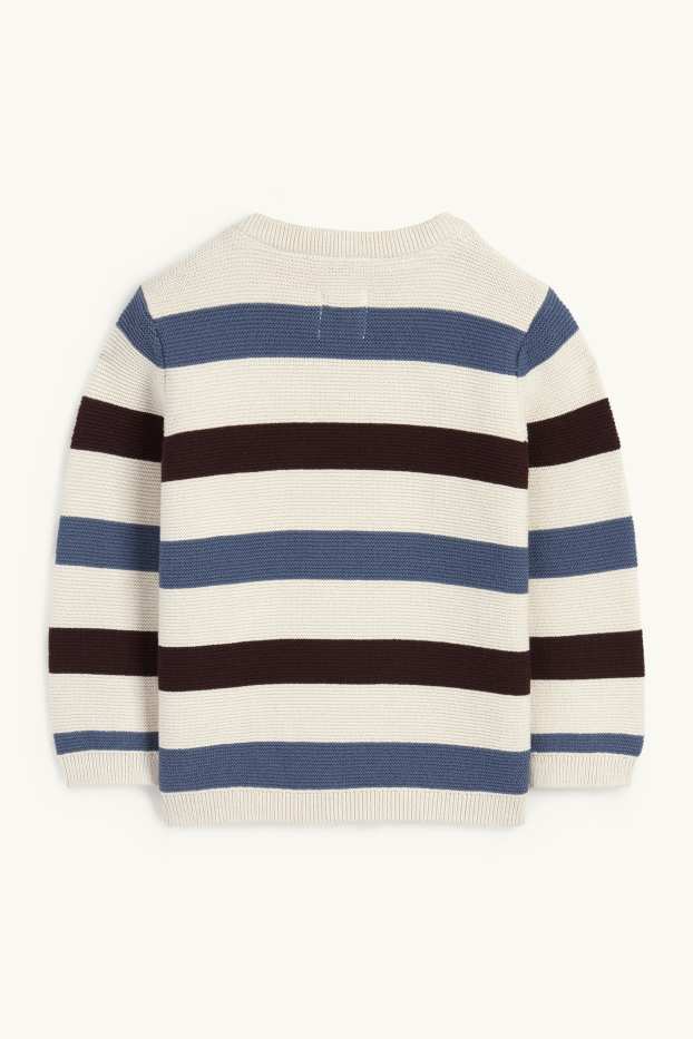 Baby Jungen - Baby-Pullover - gestreift - beige