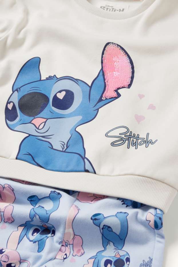 Děti - dívky - Lilo & Stitch - souprava - mikina a flared legíny - krémově bílá