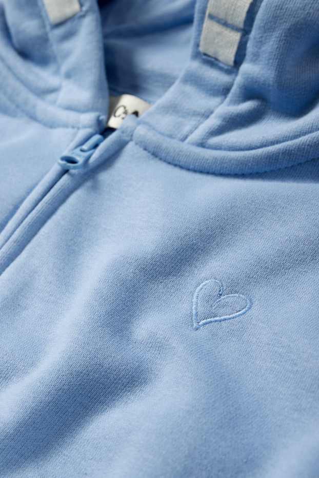 Kinder Mädchen - Herz - Sweatjacke mit Kapuze - hellblau