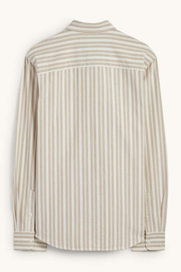 Hommes - Chemise - regular fit - col button-down - à rayures - beige