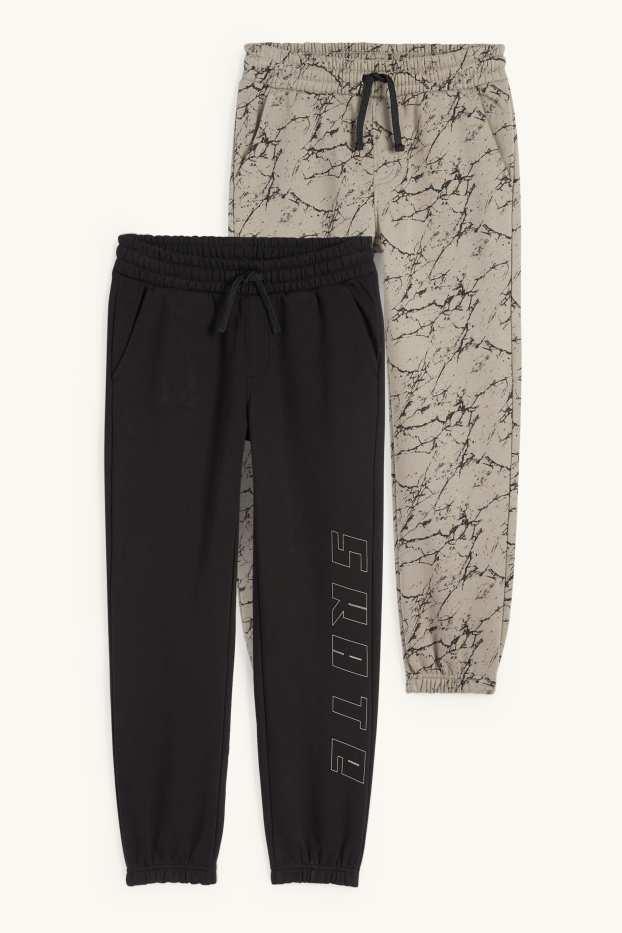 Kinder Jungen - Multipack 2er - Skater - Jogginghose - grau / schwarz