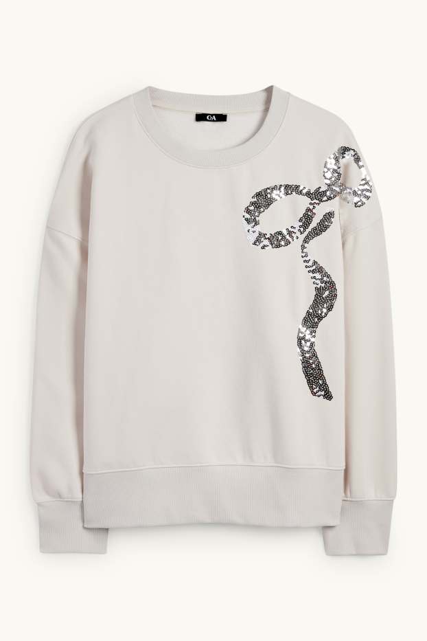 Damen - Sweatshirt - Glanz-Effekt - hellbeige