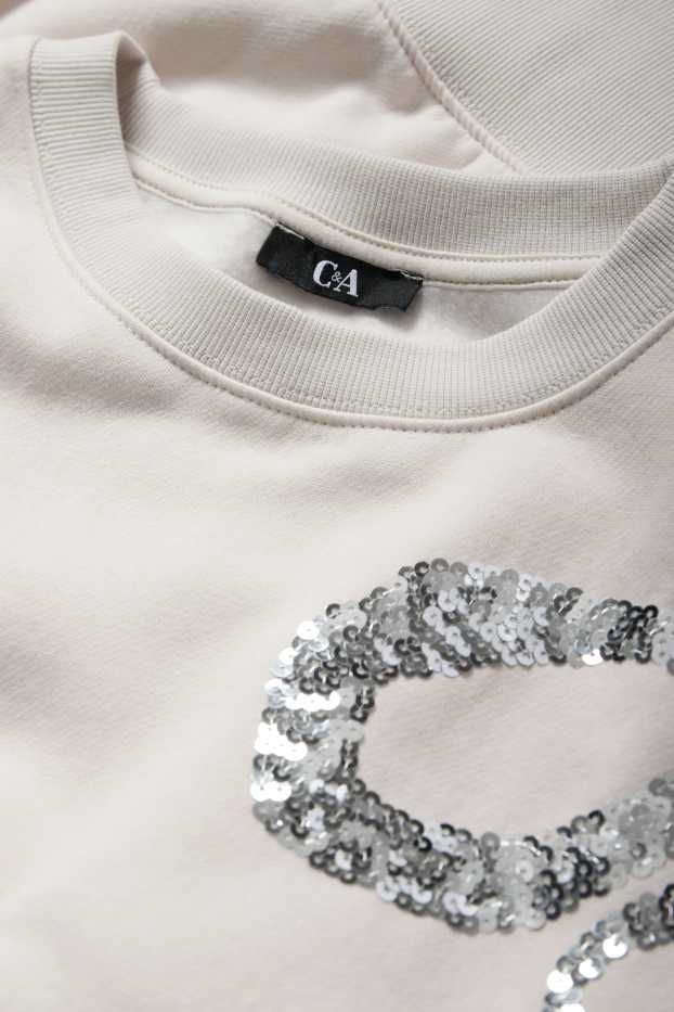 Damen - Sweatshirt - Glanz-Effekt - hellbeige