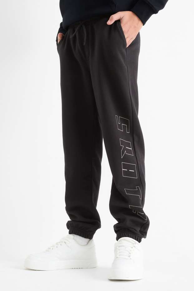 Kinder Jungen - Multipack 2er - Skater - Jogginghose - grau / schwarz