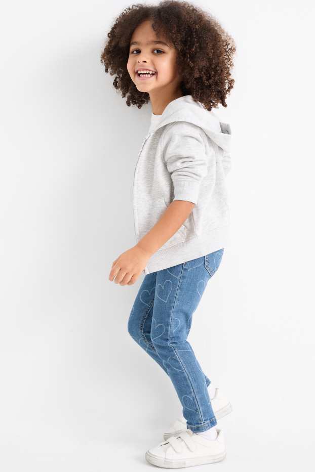 Děti - dívky - Motivy srdíček - džegíny - džíny - tmavomodré