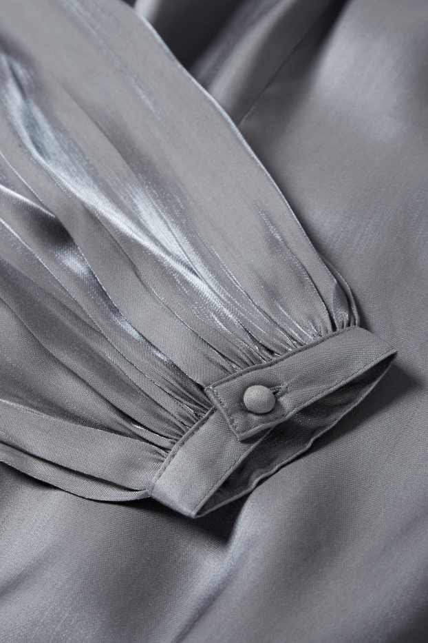 Women - One-shoulder dress - shiny - dark gray