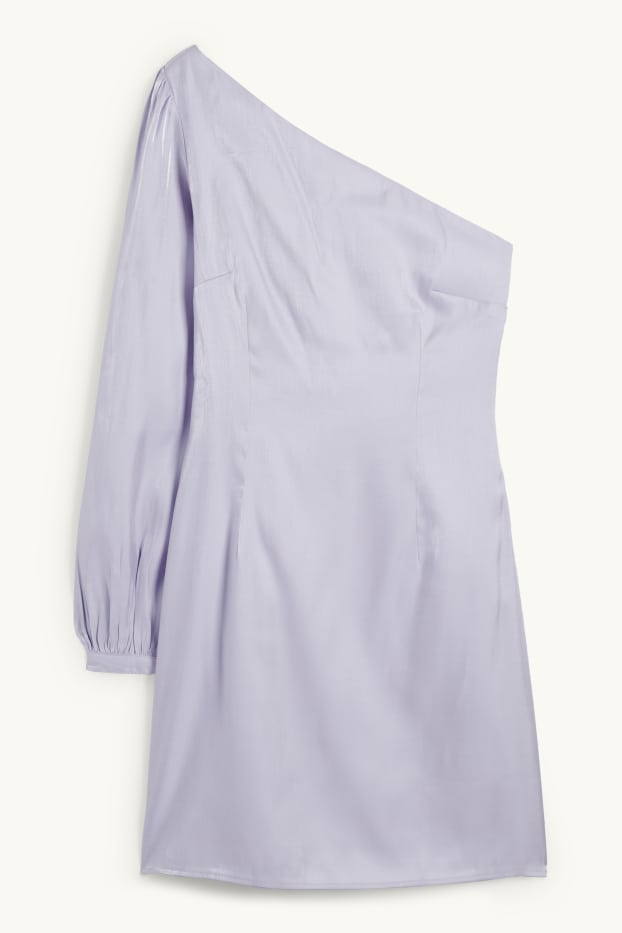 Femmes - Robe à épaule dénudée - brillante - violet clair