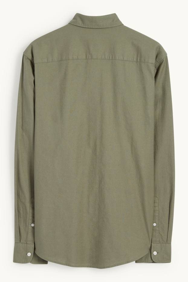 Hommes - Chemise - regular fit - col button-down - vert