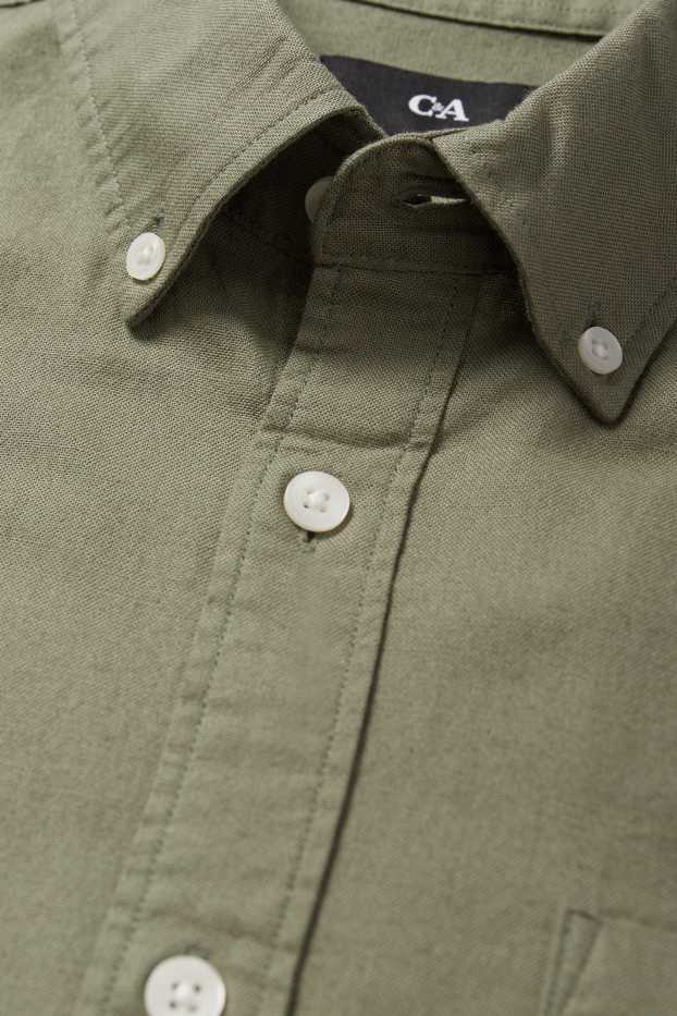 Hommes - Chemise - regular fit - col button-down - vert