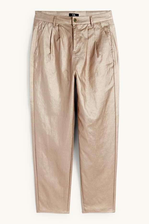 Damen - Stoffhose - High Waist - Tapered Fit - gold