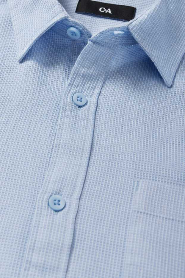 Hommes - Chemise - regular fit - col kent - texturée - bleu clair