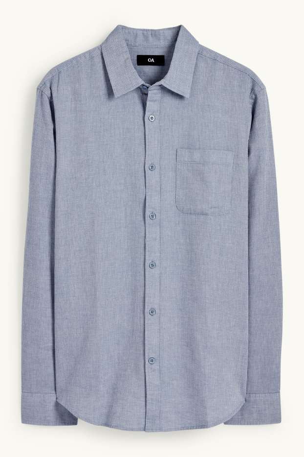 Herren - Hemd - Regular Fit - Kent - strukturiert - blau