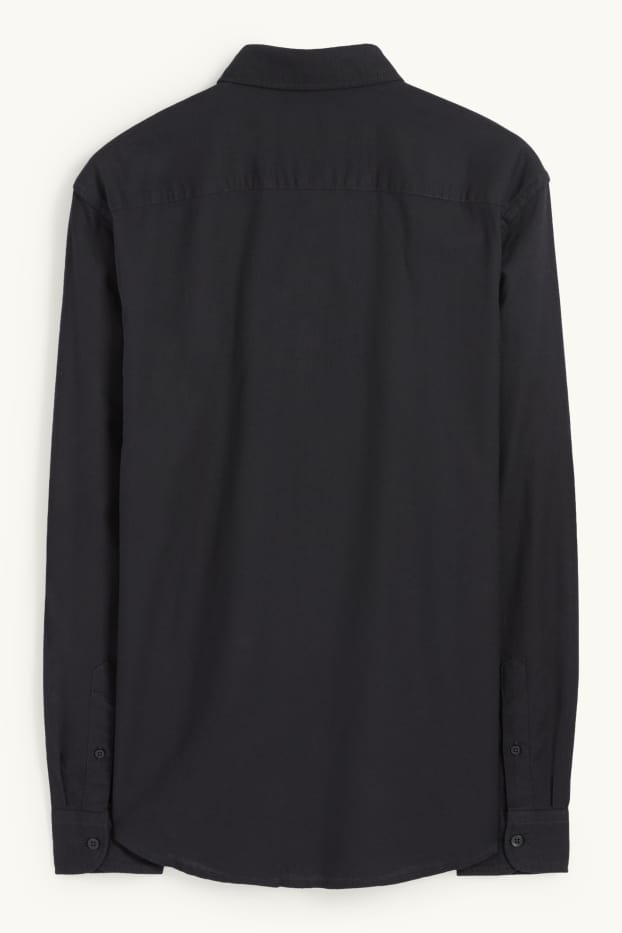Herren - Hemd - Regular Fit - Button-down - schwarz