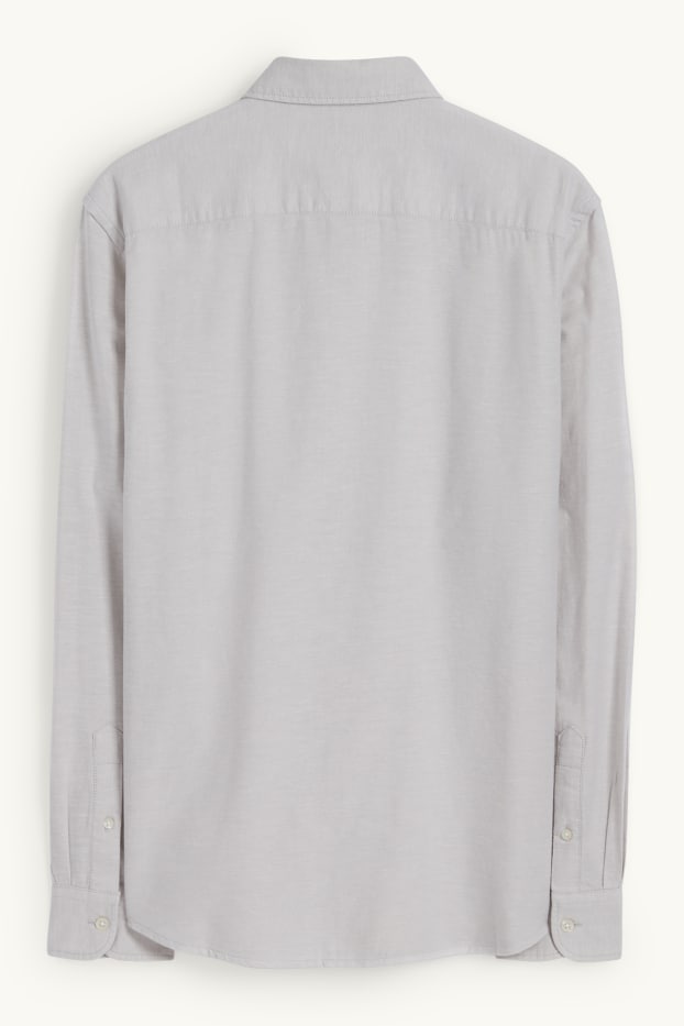 Pánské - Košile - regular fit - button-down - světle šedá