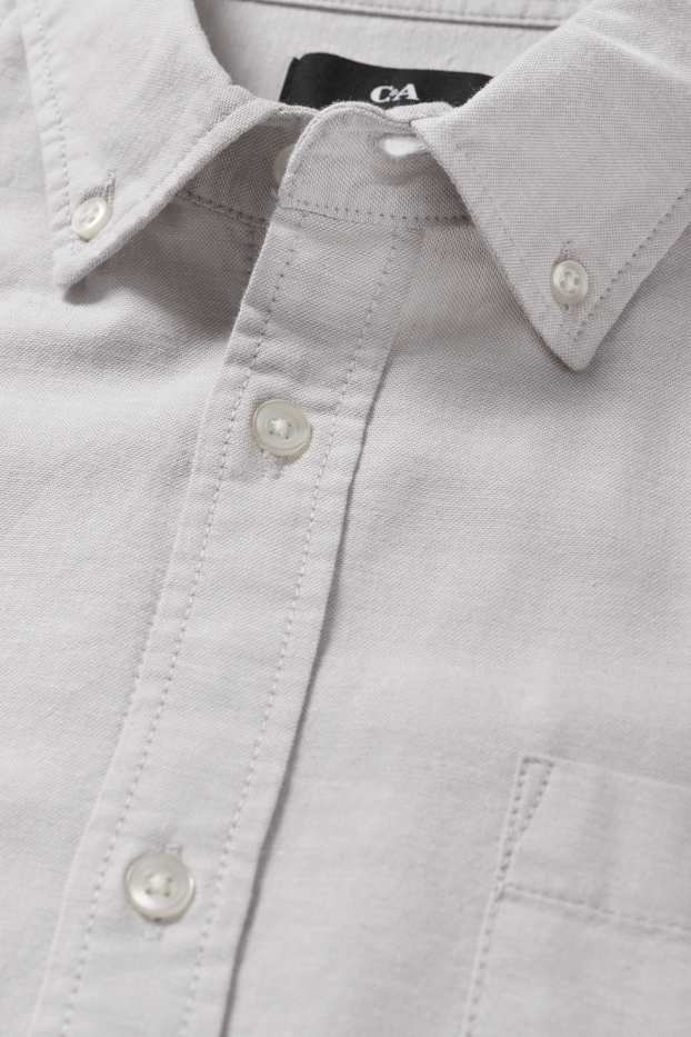 Pánské - Košile - regular fit - button-down - světle šedá