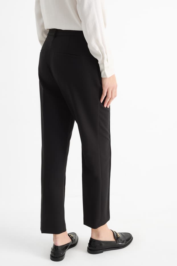 Damen - Stoffhose - Mid Waist - Tapered Fit - schwarz