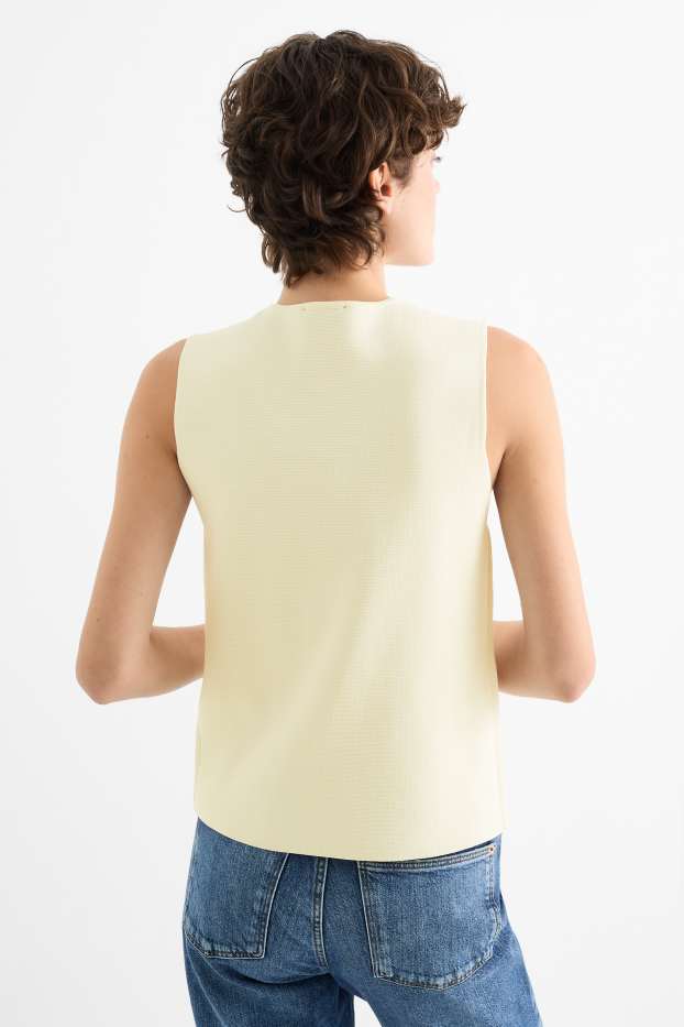 Femei - Vestă din tricot - alb-crem