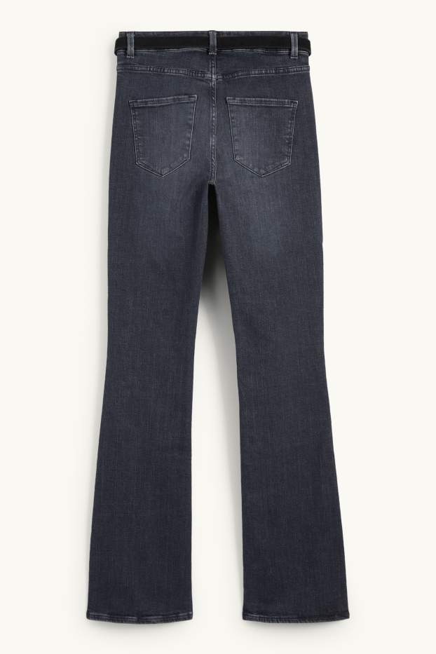Dámské - Bootcut jeans s páskem - mid waist - džíny - tmavošedé