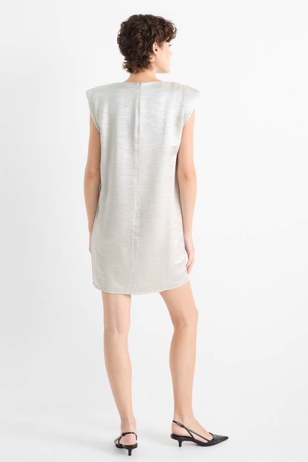 Women - Dress - shiny - textured - silver