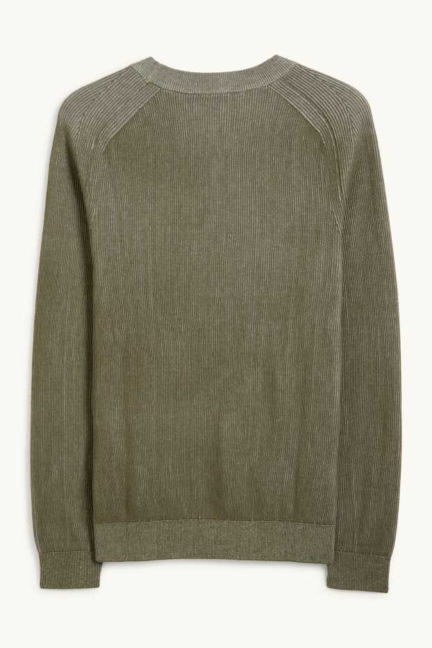 Men - Jumper - ribbed - green