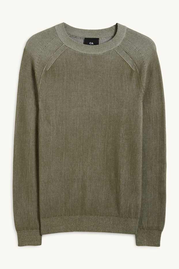 Men - Jumper - ribbed - green