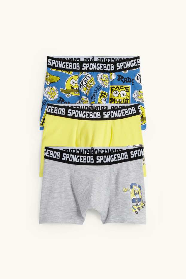 Děti - chlapci - Multipack 3 ks - Spongebob v kalhotách - boxerky - žlutá