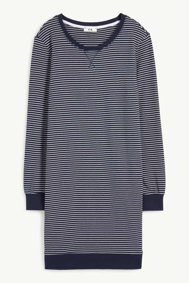 Femmes - Chemise de nuit - à rayures - bleu foncé